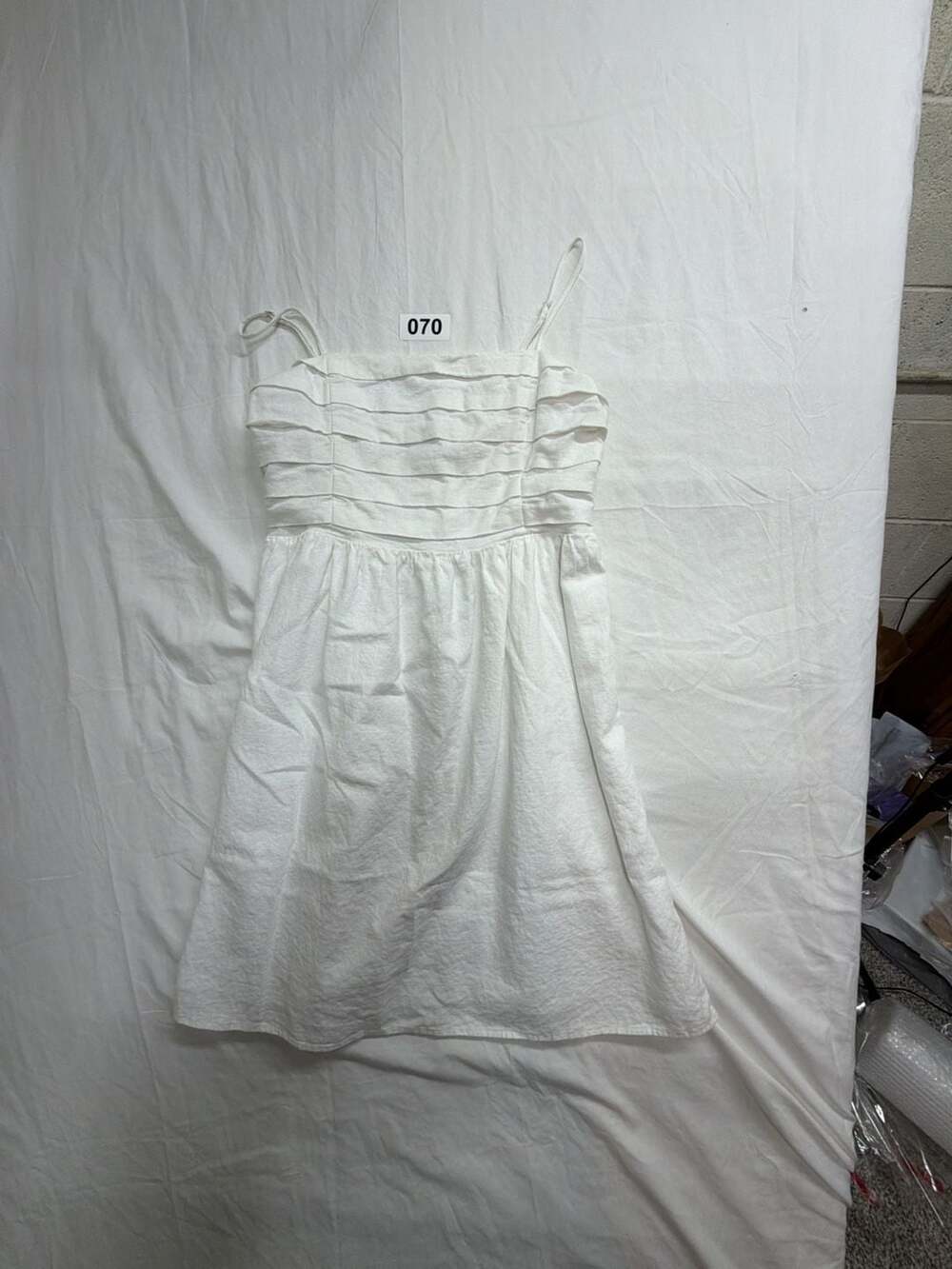 Express White Pleated Bodice Mini Skater Dress
